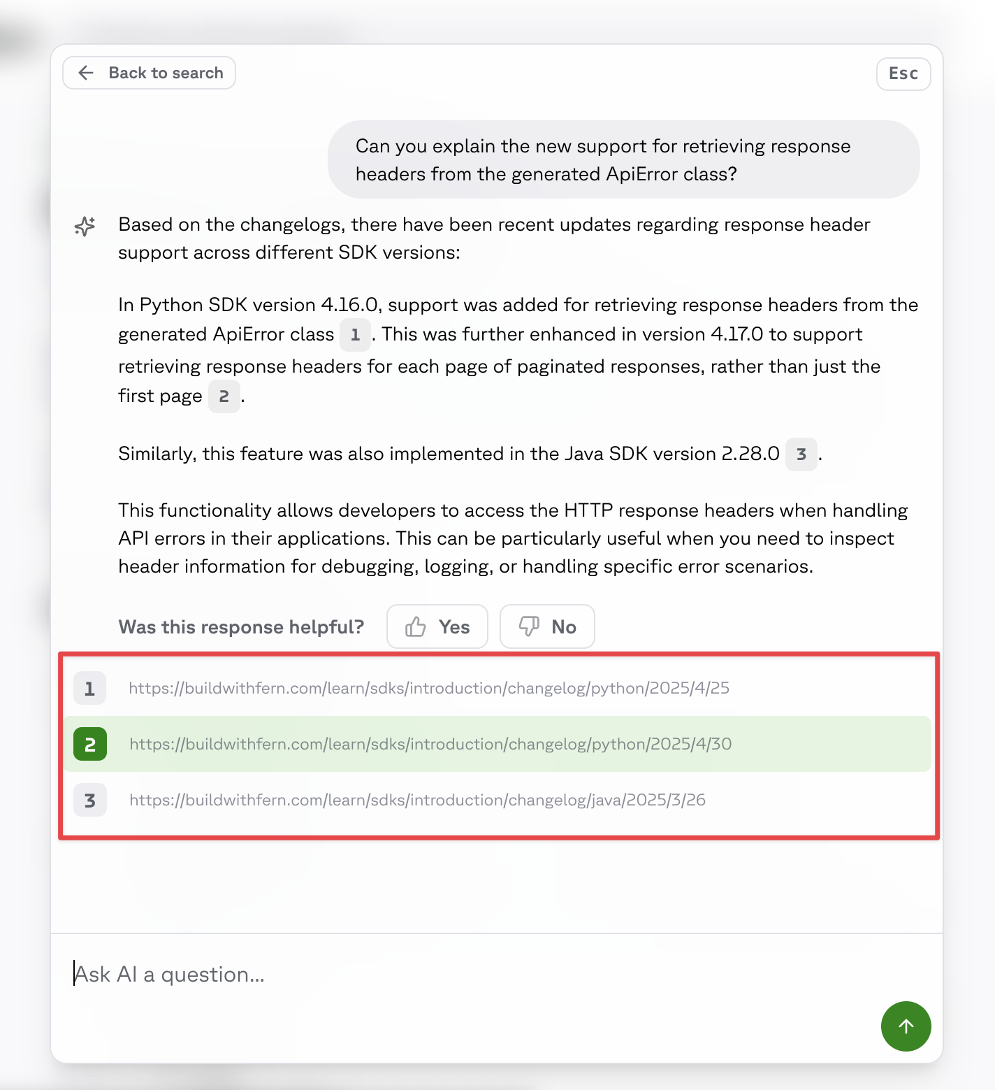 An AI Search result with citations